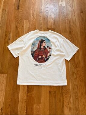 Drip by Rage Punjabi Dagger Queen Graphic 100% Cotton Boxy White T Shirt Large